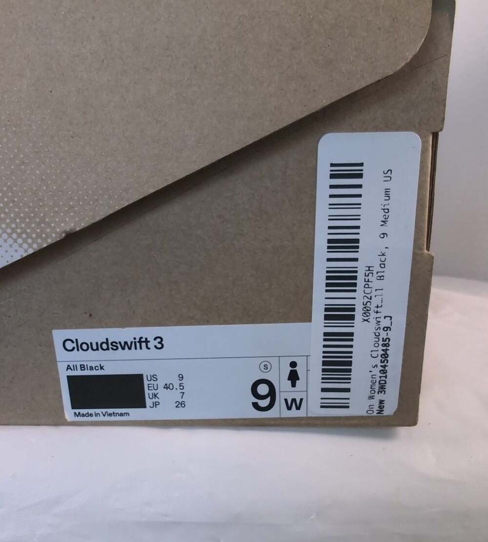 NEW On Cloudswift 3 Running Shoes Black and White 9W/7.5M - Picture 10 of 10
